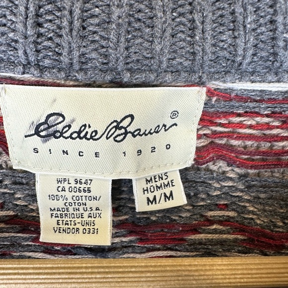 Vintage 90s Eddie Bauer Men's M Fair Isle Nordic Ski Sweater - Picture 4 of 5